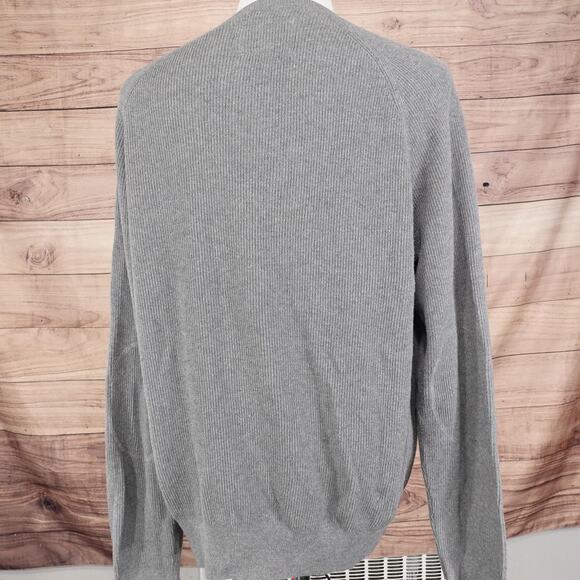 Jos A Bank 1905 Sweater Mens 2XL Gray Cotton Ribbed Crewneck Raglan Elbow Patch - Picture 4 of 8